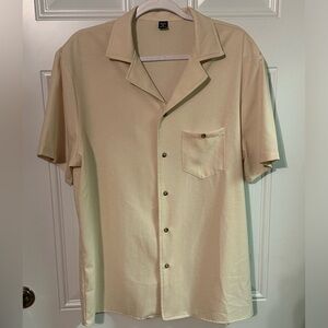 Manfinity Button Up Shirt Men XL Beige Short Sleeve Shirt